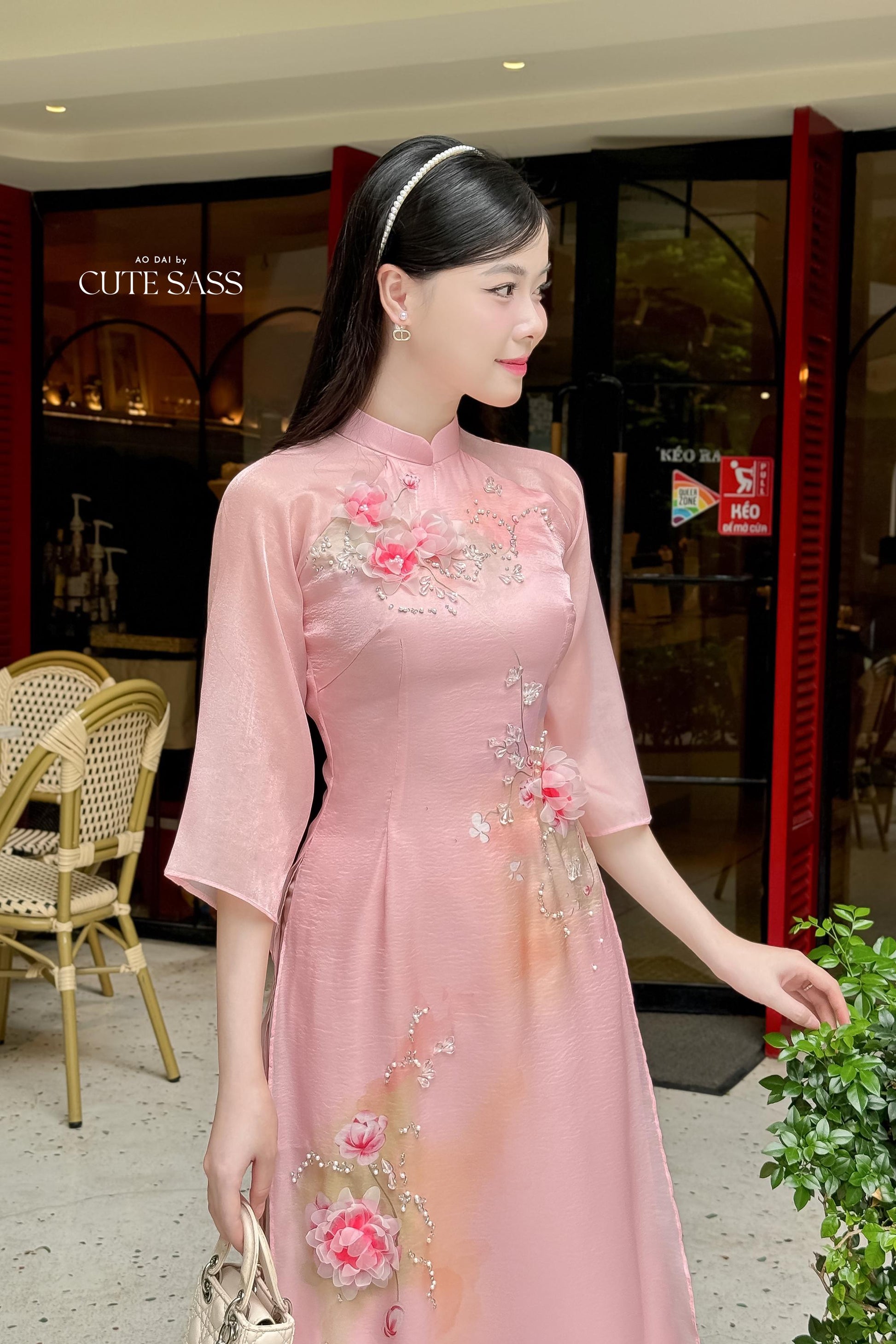 Moc Lan - Pink Ombre with Pink Pants Ao Dai Set 18B|Pre-made Traditional Vietnamese Women Ao Dai with Pants | Lunar New Year|Ao Dai Cach Tan