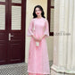 Pink Tassel Embroidery Roses Ao Dai Set 29A|Pre-made Modernized Vietnamese Ao Dai| Women Ao Dai with Pants | Lunar New Year|