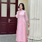 Pink Tassel Embroidery Roses Ao Dai Set 29A|Pre-made Modernized Vietnamese Ao Dai| Women Ao Dai with Pants | Lunar New Year|