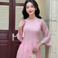 Pink Tassel Embroidery Roses Ao Dai Set 29A|Pre-made Modernized Vietnamese Ao Dai| Women Ao Dai with Pants | Lunar New Year|