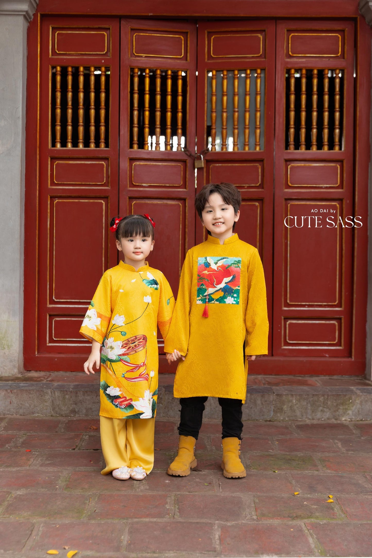 Mom and Daughter Yellow Vibrant Matching Ao Dai Set