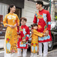 Cat Tuong - Family Red/Mustard Vibrant Matching Ao Dai Set FL| Pre-made Traditional Vietnamese Ao Dai | Lunar New Year