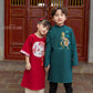 Cat Tuong - Red Moon & Green Dragon Matching Ao Dai Set (No Tassel) FL| Pre-made Traditional Vietnamese Ao Dai | Lunar New Year