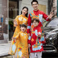 Cat Tuong - Family Red/Mustard Vibrant Matching Ao Dai Set FL| Pre-made Traditional Vietnamese Ao Dai | Lunar New Year