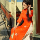 Shifted Red Dahlia Ao Dai Top Only, NO PANTS |Pre-made Modernized Vietnamese Ao Dai|Pastel Ao Dai |Lunar New Year|