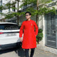 Men Red Gam Ao Dai Top with Tassel| Pre-made Traditional Vietnamese Ao Dai| Lunar New Year | Ao Dai for Dad, Boy | Ao Dai Tet|