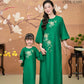 Nhu Y - Family Green Yuki Cherry Blossom Embroidery Matching Ao Dai Set | Pre-made Traditional Vietnamese Ao Dai | Lunar New Year