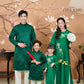 Nhu Y - Family Green Yuki Cherry Blossom Embroidery Matching Ao Dai Set | Pre-made Traditional Vietnamese Ao Dai | Lunar New Year