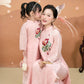 Nhu Y - Family Pink/Cream Lotus Embroidery Matching Ao Dai Set | Pre-made Traditional Vietnamese Ao Dai | Lunar New Year