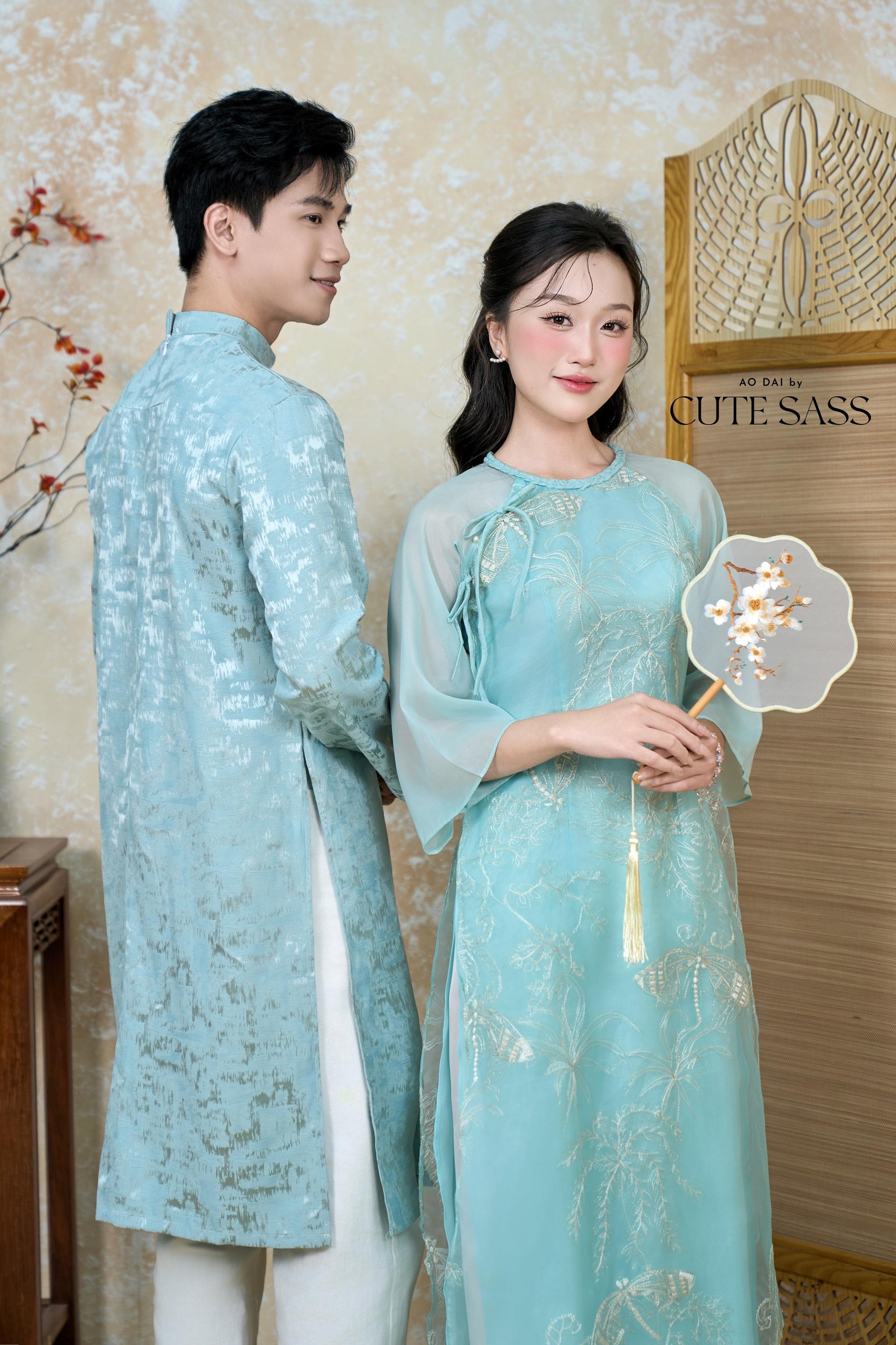 Nhu Y - Family Blue/Silver Butterflies Matching Ao Dai Set