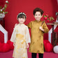 Nhu Y - Family Gold/White Mountain Matching Ao Dai Set | Pre-made Traditional Vietnamese Ao Dai | Lunar New Year