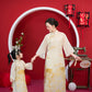 Nhu Y - Family Gold/White Mountain Matching Ao Dai Set | Pre-made Traditional Vietnamese Ao Dai | Lunar New Year