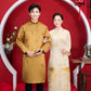 Nhu Y - Family Gold/White Mountain Matching Ao Dai Set | Pre-made Traditional Vietnamese Ao Dai | Lunar New Year