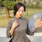 Charcoal Shifted Bamboo Hidden Patterns with Buttons Ao Dai Top Only, NO PANTS 5BC| Pre-made Modern Viet Ao Dai | Lunar New Year