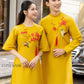 Cat Tuong - Family Yellow Ribbon Matching Ao Dai Set (No Tassel) | Pre-made Traditional Vietnamese Ao Dai | Lunar New Year |