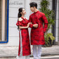 Cat Tuong - Family Red Bow and Pearls Matching Ao Dai Set FL| Pre-made Traditional Vietnamese Ao Dai | Lunar New Year |