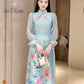 Mom and Daughter Blue Cut Out Long Sleeves Ao Dai Set 31-32D| Pre-made Traditional Vietnamese Ao Dai | Lunar New Year |