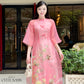 Mom and Daughter Pink Bows 3D Peony Ao Dai Set 31-32D| Pre-made Traditional Vietnamese Ao Dai | Lunar New Year |