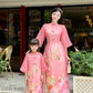 Mom and Daughter Pink Bows 3D Peony Ao Dai Set 31-32D| Pre-made Traditional Vietnamese Ao Dai | Lunar New Year |