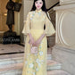 Light Yellow 3D Blossoms Ao Dai Set 22D|Pre-made Modernized Vietnamese Ao Dai| Women Ao Dai with Pants | Lunar New Year| Ao Dai Cach Tan|