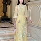 Light Yellow 3D Blossoms Ao Dai Set 22D|Pre-made Modernized Vietnamese Ao Dai| Women Ao Dai with Pants | Lunar New Year| Ao Dai Cach Tan|