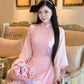 Light Pink 3D Blossoms Ao Dai Set 22D|Pre-made Modernized Vietnamese Ao Dai| Women Ao Dai with Pants | Lunar New Year| Ao Dai Cach Tan|