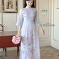 Light Purple 3D Blossoms Ao Dai Set 21D|Pre-made Modernized Vietnamese Ao Dai| Women Ao Dai with Pants | Lunar New Year| Ao Dai Cach Tan|