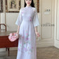 Light Purple 3D Blossoms Ao Dai Set 21D|Pre-made Modernized Vietnamese Ao Dai| Women Ao Dai with Pants | Lunar New Year| Ao Dai Cach Tan|