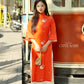 Shifted Red Dahlia Ao Dai Top Only, NO PANTS |Pre-made Modernized Vietnamese Ao Dai|Pastel Ao Dai |Lunar New Year|