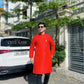 Men Red Gam Ao Dai Top with Tassel| Pre-made Traditional Vietnamese Ao Dai| Lunar New Year | Ao Dai for Dad, Boy | Ao Dai Tet|