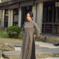 Charcoal Shifted Bamboo Hidden Patterns with Buttons Ao Dai Top Only, NO PANTS 5BC| Pre-made Modern Viet Ao Dai | Lunar New Year