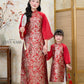 Nhu Y - Mom and Daughter Red/Gold Butterflies Matching Ao Dai Set