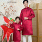 Nhu Y - Men and Boy Maroon Matching Ao Dai Set