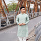 Men Cyan/White Slit Ao Dai Top 42B | Pre-made Traditional Vietnamese Ao Dai| Lunar New Year | Ao Dai for Dad, Boy |Ao Dai Tet| AoDaibyCuteSass