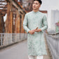 Men Cyan/White Slit Ao Dai Top 42B | Pre-made Traditional Vietnamese Ao Dai| Lunar New Year | Ao Dai for Dad, Boy |Ao Dai Tet| AoDaibyCuteSass