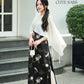 Yen - Black/Gold Eclipse Spaghetti Strap Ao Dai Top with Cape, No Pants, No Bows| Pre-made Modernized Vietnamese Ao Dai| Lunar New Year AoDaibyCuteSass