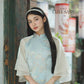Yen - Blue Heirloom Sheer Sleeves Ao Dai Top Only, No Pants| Pre-made Modernized Vietnamese Ao Dai| Lunar New Year AoDaibyCuteSass