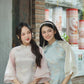 Yen - Blue Heirloom Sheer Sleeves Ao Dai Top Only, No Pants| Pre-made Modernized Vietnamese Ao Dai| Lunar New Year AoDaibyCuteSass