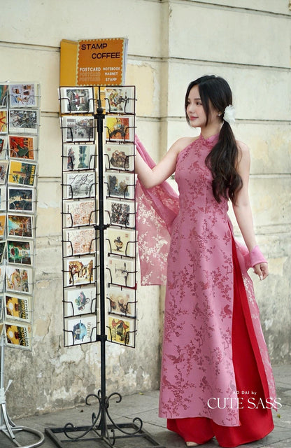 Yen - Rose Glimpse Yem-Inspired Ao Dai Top Only, No Pants, No Scarf| Pre-made Modernized Vietnamese Ao Dai| Lunar New Year AoDaibyCuteSass