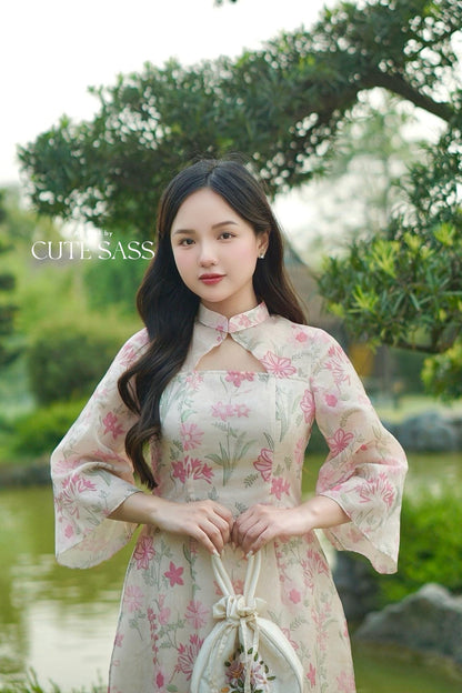 Yen - Pink Spring Enchant Ao Dai with Skirt | Pre-made Modernized Vietnamese Ao Dai| Lunar New Year AoDaibyCuteSass