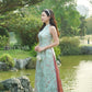 Yen - Sapphire Sakura Yem-Inspired Ao Dai Top Only, No Pants| Pre-made Modernized Vietnamese Ao Dai| Lunar New Year AoDaibyCuteSass