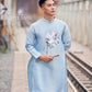 Men Blue Embroidery Bird Ao Dai Top 43C | Pre-made Traditional Vietnamese Ao Dai| Lunar New Year | Ao Dai for Dad, Boy |Ao Dai Tet| AoDaibyCuteSass