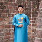 Men Turquoise Embroidery Mai Ao Dai Top 44B | Pre-made Traditional Vietnamese Ao Dai| Lunar New Year | Ao Dai for Dad, Boy |Ao Dai Tet| AoDaibyCuteSass