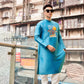 Men Turquoise Embroidery Mai Ao Dai Top 44B | Pre-made Traditional Vietnamese Ao Dai| Lunar New Year | Ao Dai for Dad, Boy |Ao Dai Tet| AoDaibyCuteSass