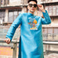 Men Turquoise Embroidery Mai Ao Dai Top 44B | Pre-made Traditional Vietnamese Ao Dai| Lunar New Year | Ao Dai for Dad, Boy |Ao Dai Tet| AoDaibyCuteSass