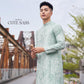 Men Cyan/White Slit Ao Dai Top 42B | Pre-made Traditional Vietnamese Ao Dai| Lunar New Year | Ao Dai for Dad, Boy |Ao Dai Tet| AoDaibyCuteSass