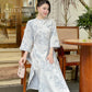 Yen - Silver/Blue Mountain Bows Ao Dai Top Only, No Pants |Pre-made Vietnamese Women Ao Dai with Pants | Lunar New Year|Ao Dai Cach Tan AoDaibyCuteSass
