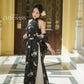 Yen - Black/Gold Eclipse Yem-Inspired Ao Dai Top Only, No Pants| Pre-made Modernized Vietnamese Sleeveless Ao Dai| Lunar New Year| AoDaibyCuteSass
