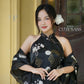 Yen - Black/Gold Eclipse Yem-Inspired Ao Dai Top Only, No Pants| Pre-made Modernized Vietnamese Sleeveless Ao Dai| Lunar New Year| AoDaibyCuteSass