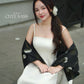 Yen - White Luna Chic Spaghetti Strap Ao Dai Top Only, No Pants| Pre-made Modernized Vietnamese Ao Dai| Lunar New Year AoDaibyCuteSass